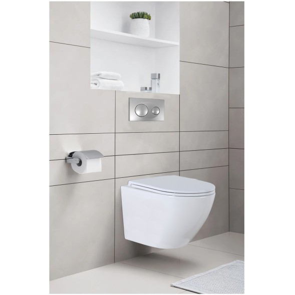 Сет AZARIO инсталляция с панелью смыва + унитаз Grado N с сидением микролифт+ клавиша 0011, хром глянцевый (AZ-8010-1000+AZ-8200-0011+AZ-0046N)