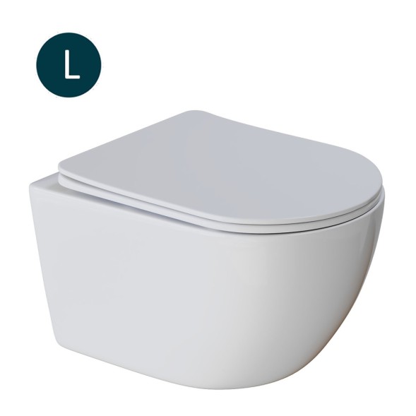 Унитаз подвесной безободковый WAVE ROUND сид. дюропласт, м/л, быстр, БЕЛЫЙ глянец (L) - 550499 