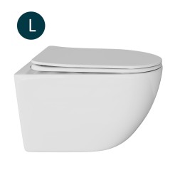 Унитаз подвесной безободковый WAVE ROUND сид. дюропласт, м/л, быстр, БЕЛЫЙ глянец (L) - 550499