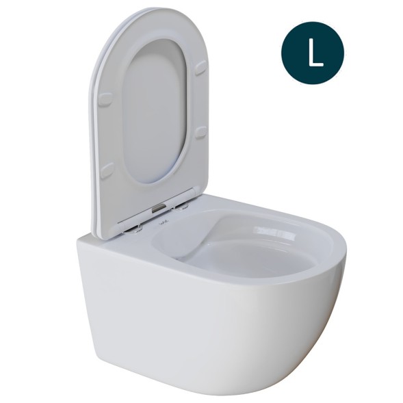 Унитаз подвесной безободковый WAVE ROUND сид. дюропласт, м/л, быстр, БЕЛЫЙ глянец (L) - 550499 