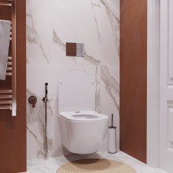 Унитаз подвесной безободковый WAVE ROUND сид. дюропласт, м/л, быстр, БЕЛЫЙ глянец (L) - 550499