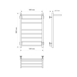 Полотенцесушитель MIXLINE FORTUNE 80х50 (таймер, 560 Вт, 7 перекладин + ПОЛКА) электрический БЕЛЫЙ - ML-556429