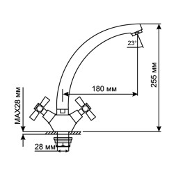 Смеситель для кухни 1/2 кер. MIXLINE ML09-032 высокий излив п/гайку (без подводки) - ML09-032 