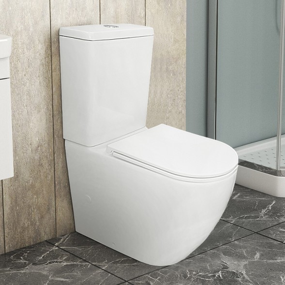 Унитаз-компакт Azario Grado 665х380х845 напольный, смыв &amp;quot;Торнадо&amp;quot;, безободковый, с бачком и сидением микролифт (AZ-2141 UQ1)