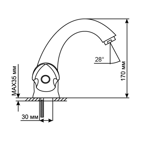 Смеситель для раковины 1/2 кер. MIXLINE ML01-04 п/шпильку (без подводки) - ML01-04 