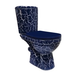 Унитаз-компакт &amp;quot;Комфорт&amp;quot; синий кракелюр (косой, нижн, сид. полип., 2-кн арм) (Rosa) - 4640021064665 