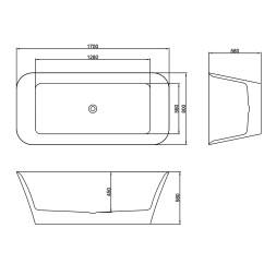 Ванна акриловая Azario ROVETA 1700х800х580 свободностоящая, в комплекте с сифоном и металлической рамой (AZ-6615)
