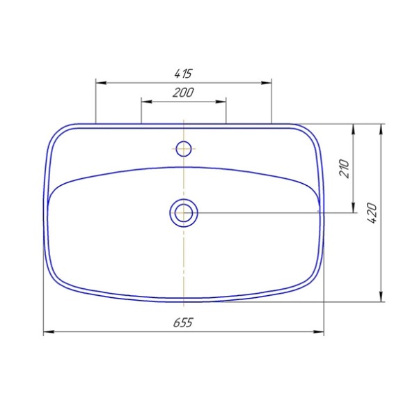 Раковина накладная на столешницу &amp;quot;Купер-65*42&amp;quot; ш*г приставной, с отв. под смеситель(Kirovit) -  