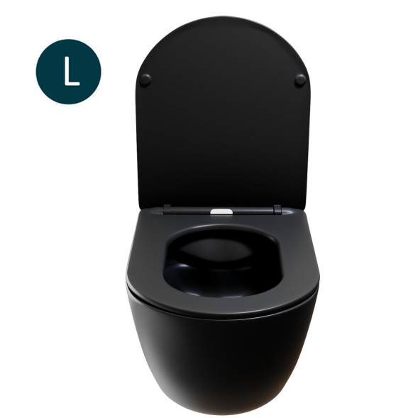 Унитаз подвесной безободковый WAVE ROUND сид. дюропласт, микролифт ЧЕРНЫЙ матовый (L) - 550500 