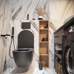 Унитаз подвесной безободковый WAVE ROUND сид. дюропласт, микролифт ЧЕРНЫЙ матовый (L) - 550500