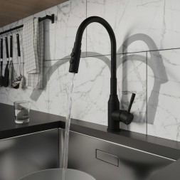 Смеситель для кухни 35к Milardo M01BL2FM05 "Meal" выс.гибкий излив, душ насадка 2реж, п/гайку ЧЕРНЫЙ - M01BL2FM05