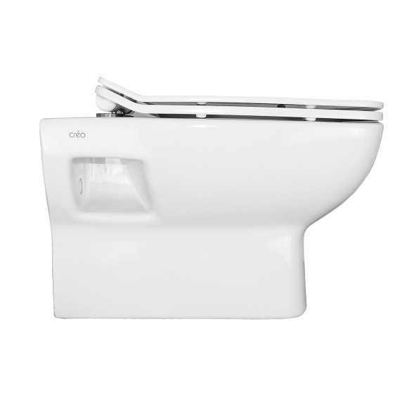 Унитаз подвесной Creo Ceramique Tours с сиденьем микролифт, белый (TO1100N+TO1001N)