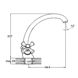 Смеситель для кухни 1/2 кер Glauf QMT4-B722 п\шпильку - QMT4-B722