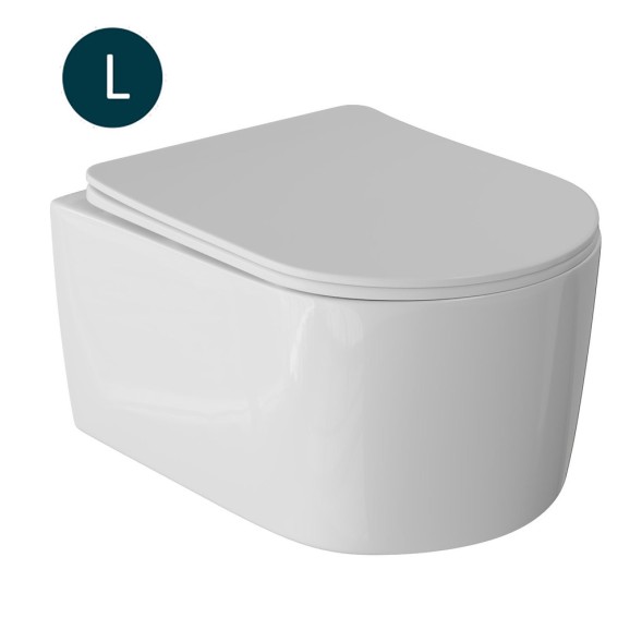 Унитаз подвесной безободковый WAVE SOLO сид. дюропласт, м/л, быстр, БЕЛЫЙ глянец (L) - 550507 