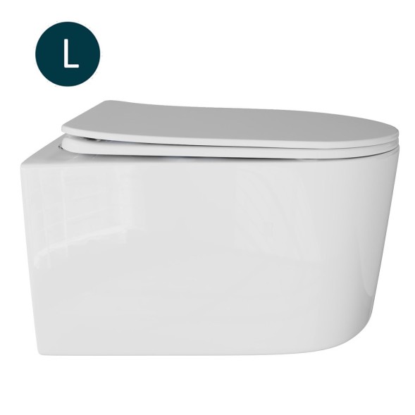 Унитаз подвесной безободковый WAVE SOLO сид. дюропласт, м/л, быстр, БЕЛЫЙ глянец (L) - 550507 