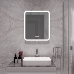 Зеркало MIXLINE "Стив-3" 600*700 (ШВ) сенсорный выключатель, часы + подогрев - LED-00002843