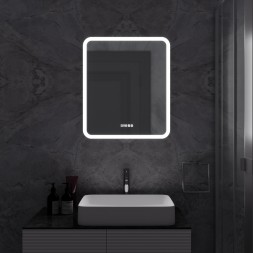 Зеркало MIXLINE "Стив-3" 600*700 (ШВ) сенсорный выключатель, часы + подогрев - LED-00002843