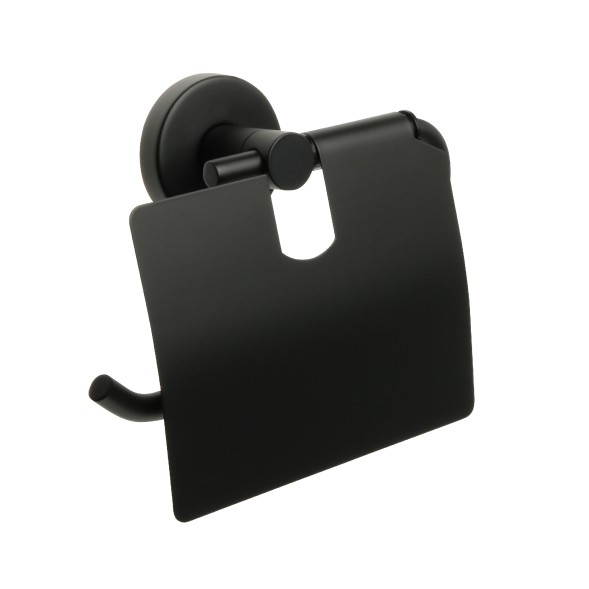 Бумагодержатель с крышкой Fixsen Comfort Black черный матовый (FX-86010)