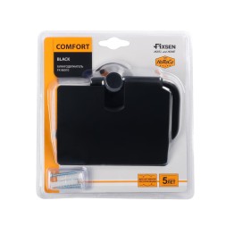 Бумагодержатель с крышкой Fixsen Comfort Black черный матовый (FX-86010)