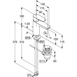 Смеситель для раковины KLUDI PURE&SOLID 100 однорычажный, c донным клапаном, хром (342900575)