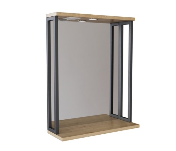 Зеркальный шкаф &amp;quot;БРУКЛИН&amp;quot; 60 Дуб Бунратти с подсветкой ЛОФТ (ЛДСП) - 543581 