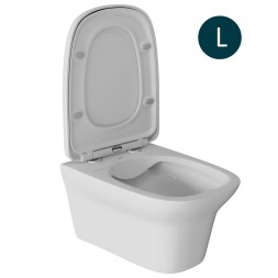 Унитаз подвесной безободковый WAVE STONE сид. дюропласт, м/л, быстр, БЕЛЫЙ глянец (L) - 550501 