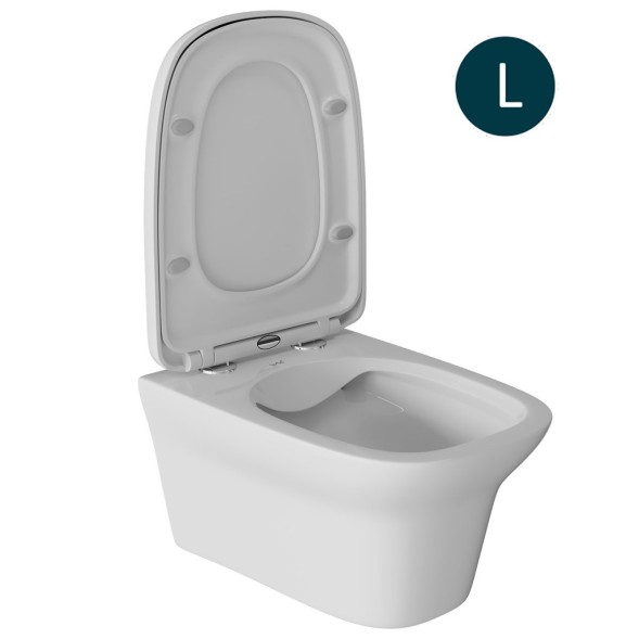 Унитаз подвесной безободковый WAVE STONE сид. дюропласт, м/л, быстр, БЕЛЫЙ глянец (L) - 550501 