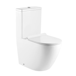 Унитаз-моноблок AZARIO MORANO 680x370х830 напольный, безободковый, в комплекте с сиденьем дюропласт микролифт, белый (AZ-1001)