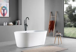 Ванна акриловая Azario Рич 1500x750x580 отдельностоящая, в комплекте с сифоном и металлической рамой, цвет белый (AZ-6605-15075)