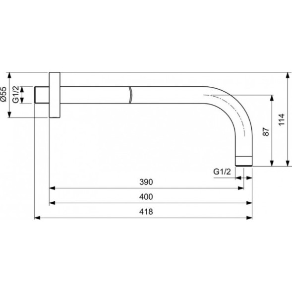 Держатель верхнего душа Ideal Standard IdealRain настенный 390 мм, черный (B9445XG)
