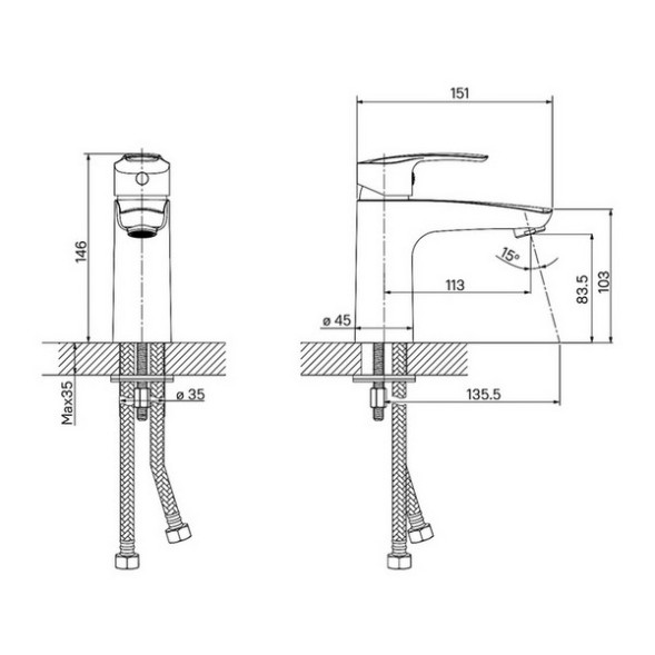 Смеситель для раковины 35к IDDIS RAYWT00i01 &amp;quot;Ray&amp;quot; литой, под шпильку, БЕЛЫЙ матовый - RAYWT00i01 