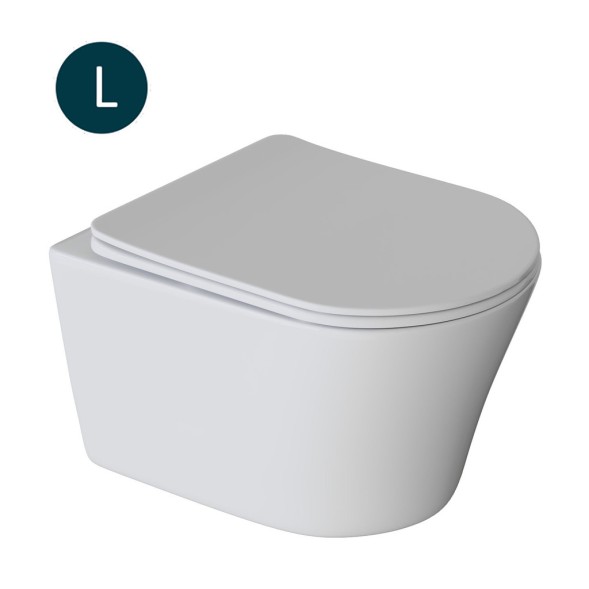 Унитаз подвесной безободковый WAVE TREND сид. дюропласт, м/л, быстр, БЕЛЫЙ глянец (L) - 550504 