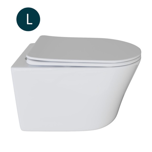 Унитаз подвесной безободковый WAVE TREND сид. дюропласт, м/л, быстр, БЕЛЫЙ глянец (L) - 550504 