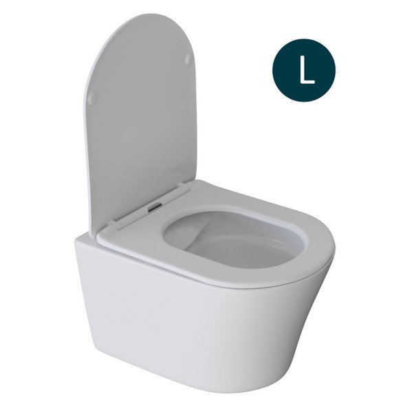 Унитаз подвесной безободковый WAVE TREND сид. дюропласт, м/л, быстр, БЕЛЫЙ глянец (L) - 550504 