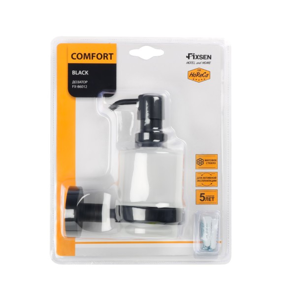 Дозатор жидкого мыла Fixsen Comfort Black черный матовый (FX-86012)