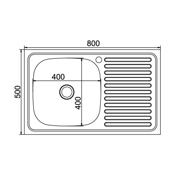 Мойка 80х50 (0,4) лев вып 1 1/2 MIXLINE 16 см - 528172 