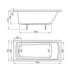 Ванна акриловая Ravak Domino PLUS (ванна, панель, каркас, слив)