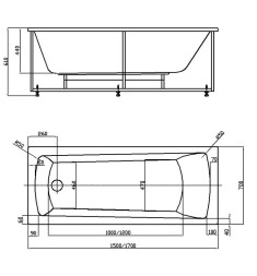 Ванна акриловая AZARIO ENRICA прямоугольная 150*70 см (AV.0030150)