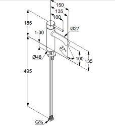Смеситель для раковины KLUDI BOZZ  черный матовый (382823976)