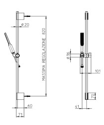 Душевой комплект BOSSINI Apice с душем-палочкой, держателем, штангой и шлангом, хром (DA5061-N.030)