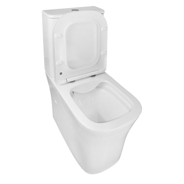 Унитаз-компакт Azario ANTEO SQUARE 385х630х820 напольный, безободковый, с быстросъемным сиденьем микролифт (AZ-1218A)