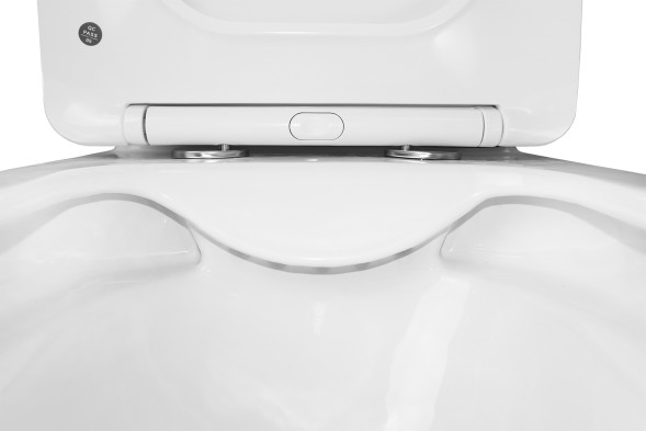 Унитаз-компакт Azario ANTEO SQUARE 385х630х820 напольный, безободковый, с быстросъемным сиденьем микролифт (AZ-1218A)