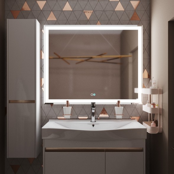 Зеркало MIXLINE &amp;quot;Минио-2&amp;quot; 1000*800 (ШВ) сенсорный выключатель, светодиодная подсветка + подогрев - MLZ.Mi.10-8.1.2.3 