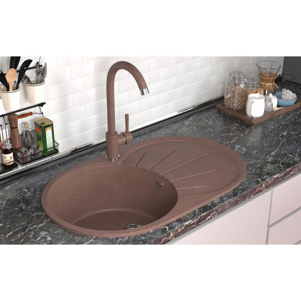 Мойка ML-GMS05 СТАНДАРТ овальная с крылом, терракот (307), 740*455*190мм - 00-00002453 