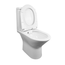 Унитаз-компакт Azario Fretta new 370х615х790 напольный, безободковый в комплекте с бачком и сиденьем дюропласт, микролифт (AZ-1223)