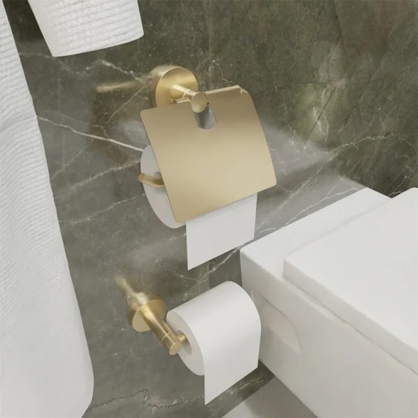 Держатель для туалетной бумаги Fixsen Comfort Gold с крышкой, золото сатин (FX-87010)