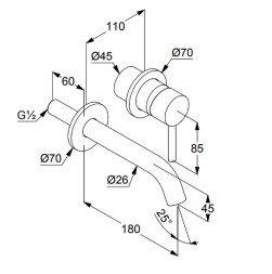 Смеситель для раковины KLUDI BOZZ  настенный, внешняя часть, черный матовый  (382443976)
