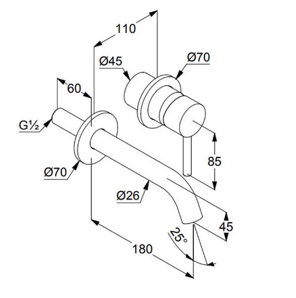 Смеситель для раковины KLUDI BOZZ  настенный, внешняя часть, черный матовый  (382443976)