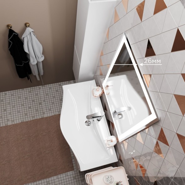 Зеркало MIXLINE &amp;quot;Минио-2&amp;quot; 600*800 (ШВ) сенсорный выключатель, светодиодная подсветка + подогрев - MLZ.Mi.6-8.1.2.3 