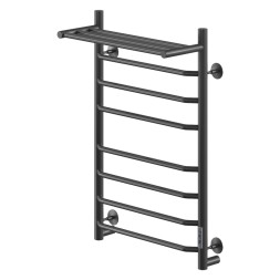 Полотенцесушитель MIXLINE MIRA 80х50 (таймер, 403Вт, 7 перекладин + ПОЛКА) электрический ЧЕРНЫЙ - ML-556420